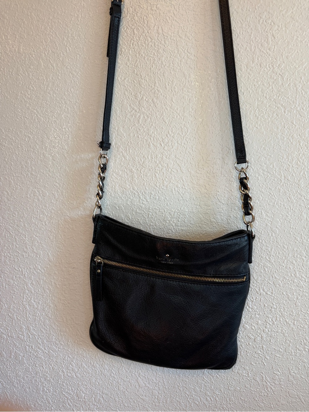 kate spade Black Leather Crossbody with Chain Strap